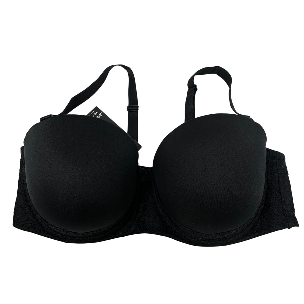 Torrid Black Strapless Bra 40DDD Push-Up 5 Ways to Wear Underwire‎ NWT